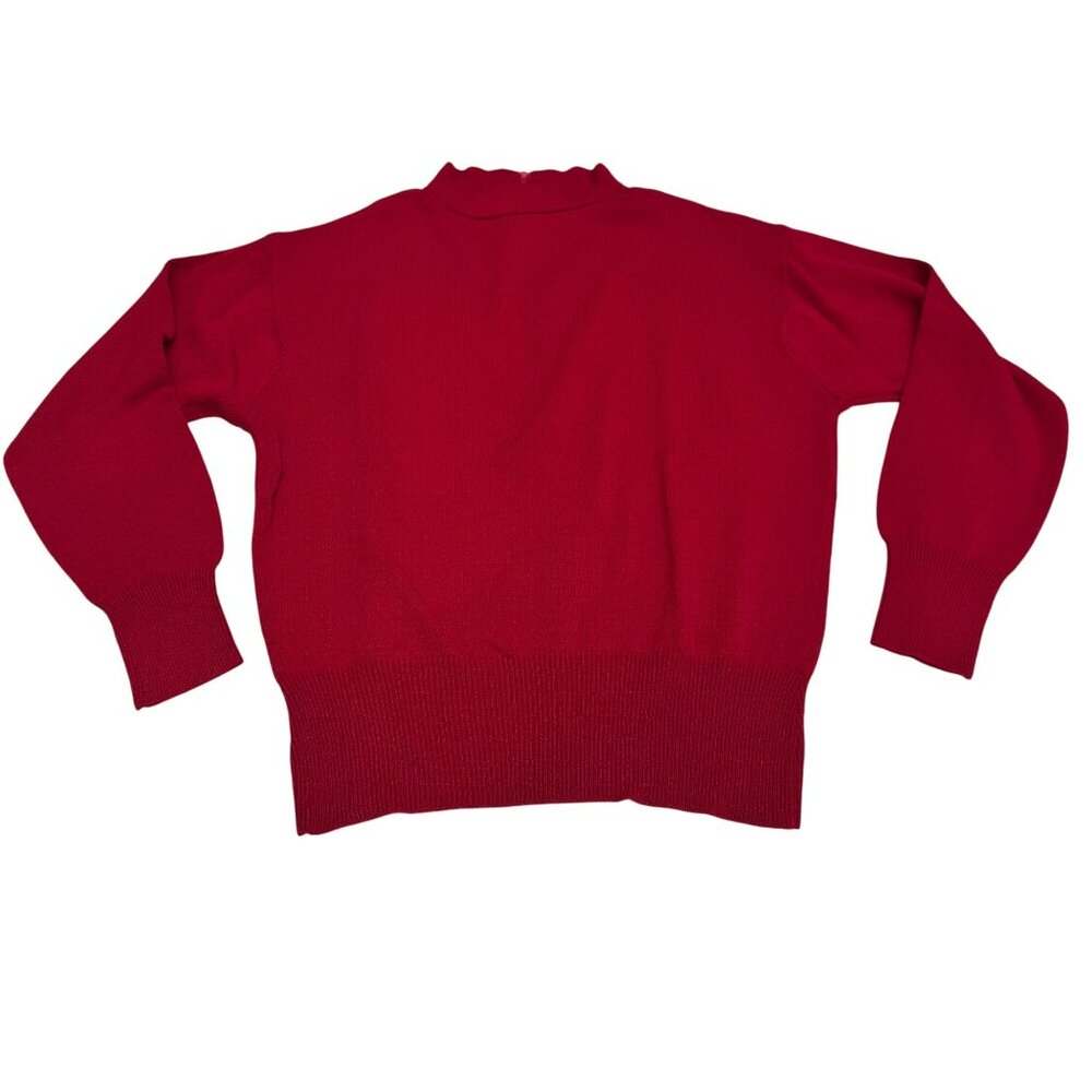 St. John Collection By Marie Gray Women's Mock Neck Red Sweater Back Zip, Size M